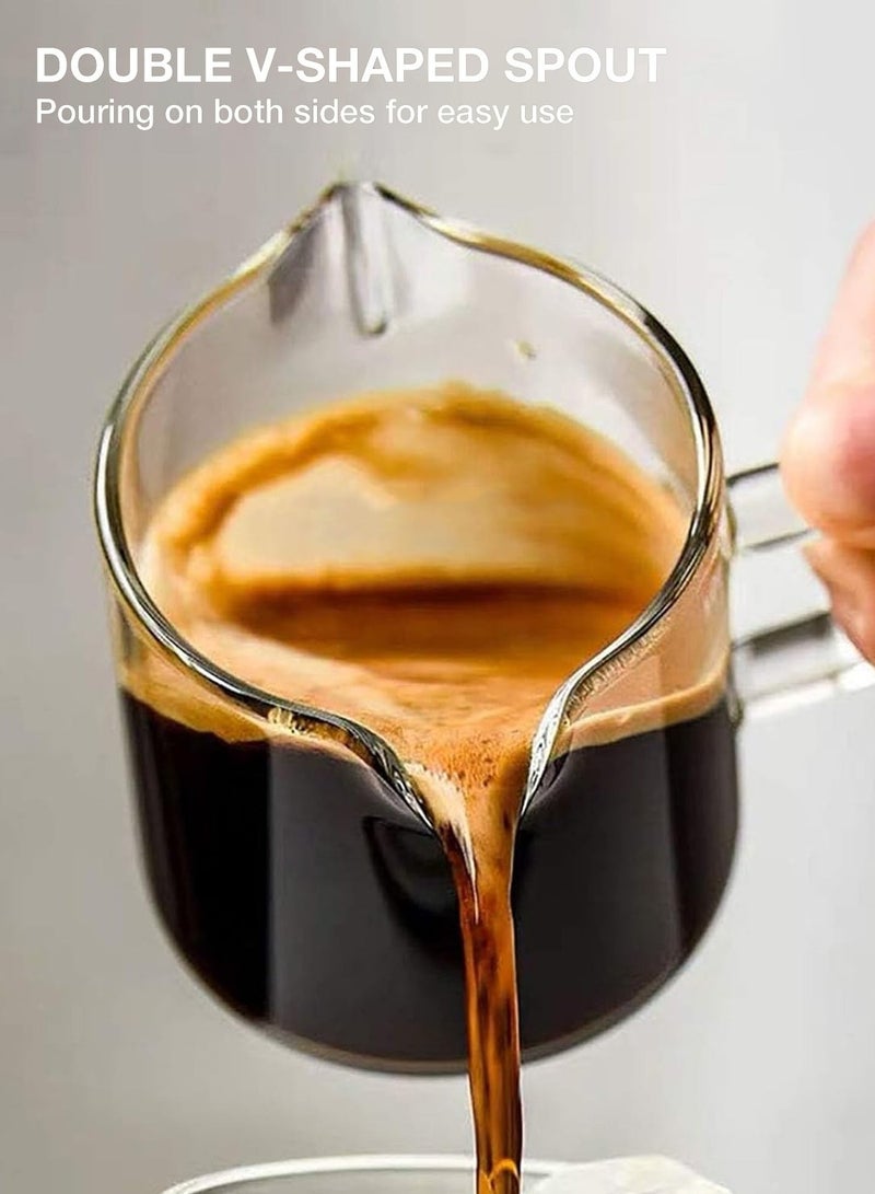 LENND Espresso Cups Set of 2, 4 OZ Double Spouts Cups, Espresso Shot Glasses, Milk Cup with Handle, Clear Glass, Espresso Accessories for Espresso Machine - Image 5